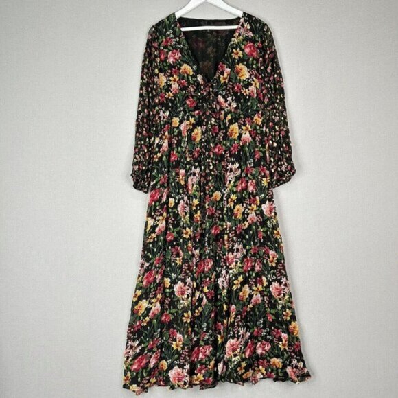 J.CREW Dresses & Skirts - J.Crew Womens Dress Extra Large Tie Front Lurex Floral Maxi Cottagecore Prairie